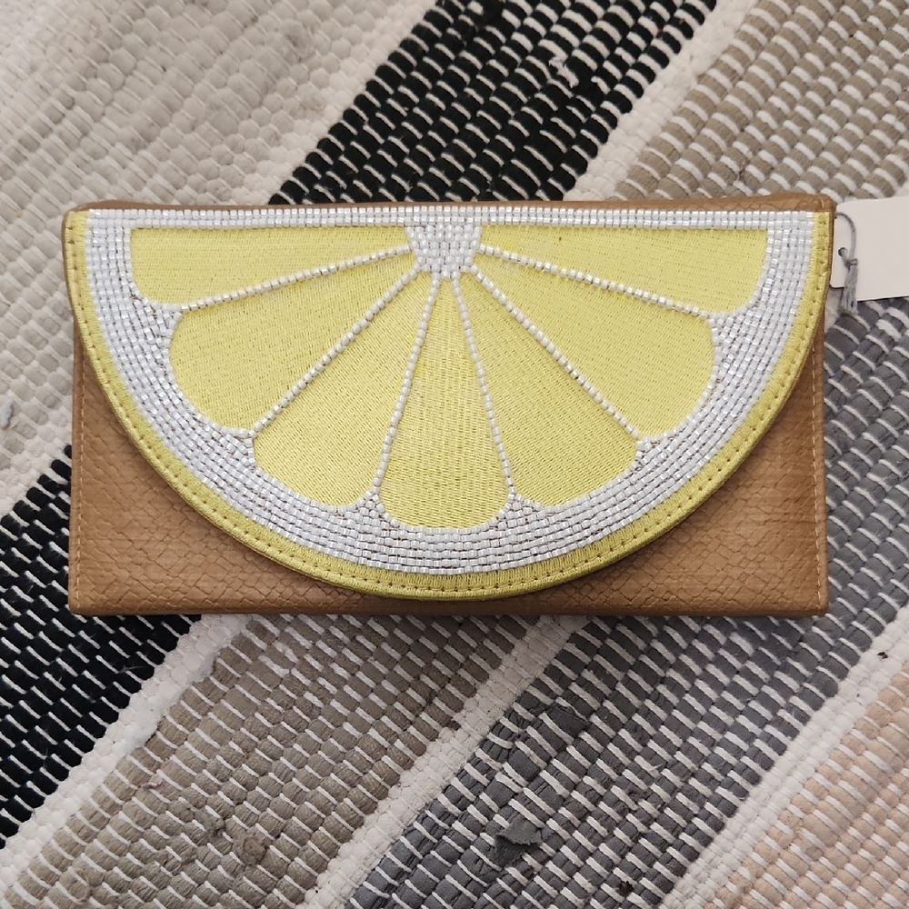 Lemon Slice Clutch - Yellow and Brown